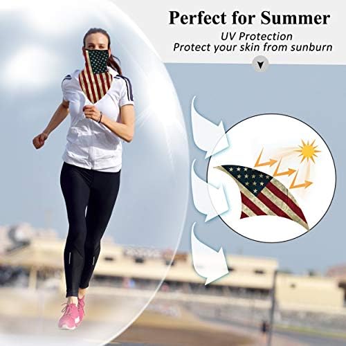 Person wearing a face bandana with ear loops to protect against sun.