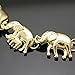 Gold Plated Q&Q Fashion African Elephant & Baby Link Hindu Ganesh Charms Link Chain Bangle Bracelet