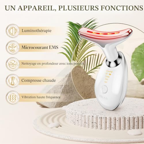 Appareil Anti Rides Visage - 7 couleurs, EMS, Massage facial chaud, Nettoyage en profondeur, Machine à visage anti-rides
