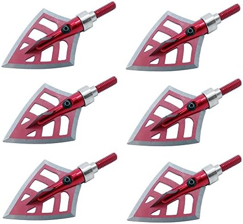 Jreameast 100/125 Grain Hunting Archery 4-blade Broadheads Arrow Heads Points Tips Red (Pack of 6)