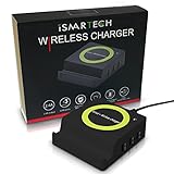 Multiple USB Fast Wireless Charger, Includes 3 Port Desktop Charging Station with Auto IC for iPhone/iPad/Galaxy/HTC and Qi Wireless Charging Pad for Galaxy, Nexus and All Qi-Enabled Devices (Black)