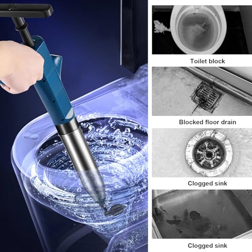 TicEaik Desatascador de Inodoros Kit 8 In 1, Aceros Inoxidables Desatascador Tuberias, Desatascador Tuberias a Presion para Fregadero de Baño, Cocina, y Bañera, para Tuberías Obstruidas
