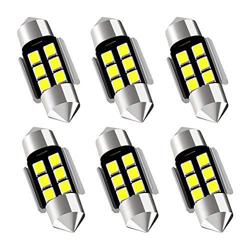 AUXLIGHT DE3175 DE3021 DE3022 3175 31MM 1.22"Festoon Canbus Error Free LED Interior Light Bulbs 6000K Xenon White, Super Bright 6SMD Chips for Dome Map Door Courtesy License Plate Lights (Pack of 6)