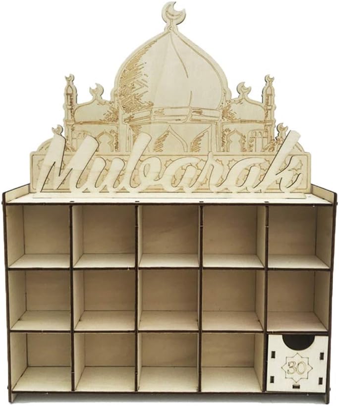 Amarzk Wooden Drawer Eid Mubarak Ramadan Advent Calendar Countdown Muslim Islamic Decorations Ornament