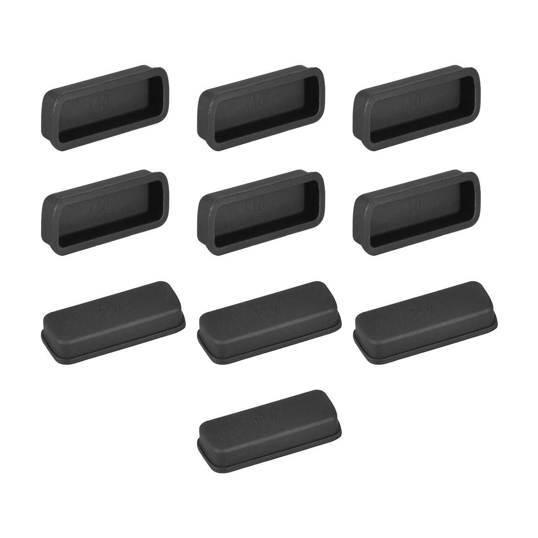 sourcing map 10pcs DVI Video Silicone Port Anti Dust Protectors Cap Cover 23mmx8mm Black