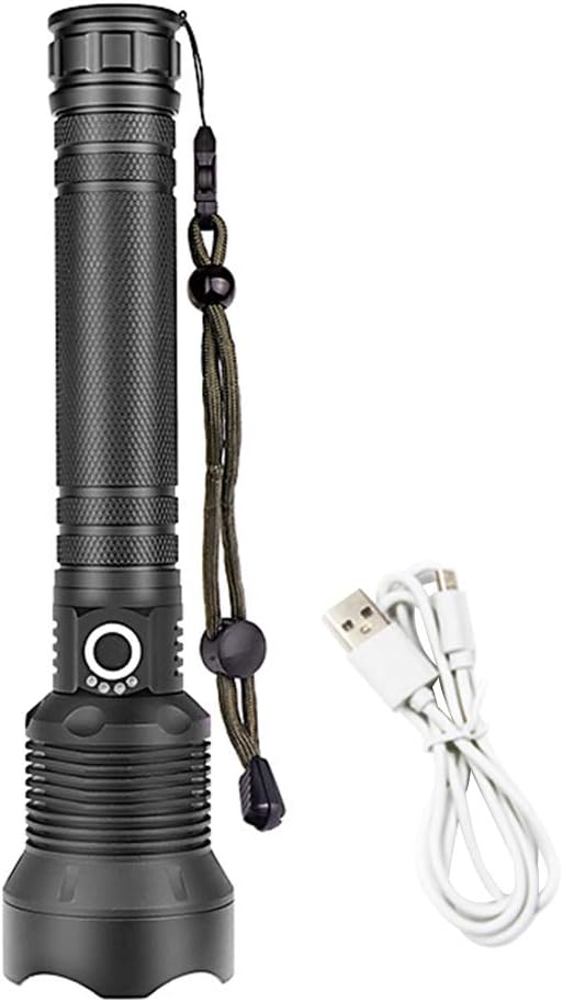 Power Flashlight, CTGVH USB LED Torch Rechargable, 3 Modes Metal Hand Defensive Torch Light for Camping Adventure Night Walking Professional Use