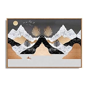 Framed Canvas Home Artwork Decoration Abstract Mountain Nature Scenery Canvas Wall Art for Living Room, Bedroom - 16x24 inches