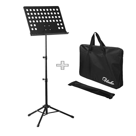 Malayas® Noten Pult Orchesterpult Lochblech Ständer Lochpult Notenständer Deluxe Notenständer mit Notenklemmen, Abnehmbare Ab