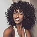N&T Short Black Kinky Curly Wig with Bangs Fluffy Wavy Synthetic Afro Curly Hair Wigs for Black Women primary