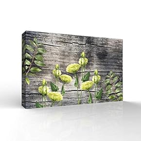 Canvas Wall Art Wood Feature Flowers Painting Artwork for Home Prints Framed - 12x18 inches