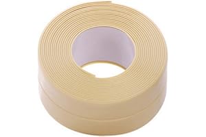 LKXHarleya Caulk Strip Tape, Waterproof Dustproof PVC Self Adhesive Caulking Sealing Tape for Kitchen Sink Toilet Bathroom Shower Bathtub Wall(0.86" x11',Beige)