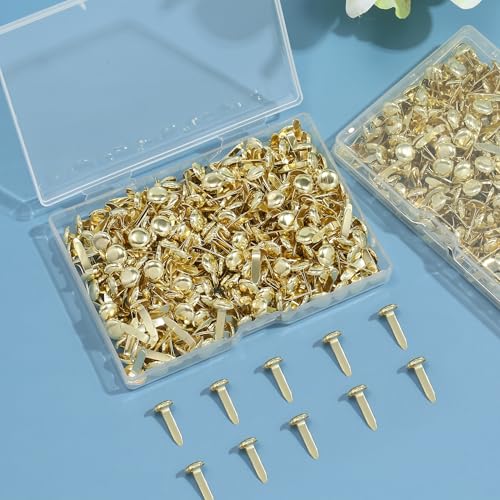 Brass Fasteners,300 Pcs Brads for Paper Crafts,Small Brads Metal Gold Brads for Paper Fasteners Scrapbooking DIY,Handmade Cards School Project Supplies