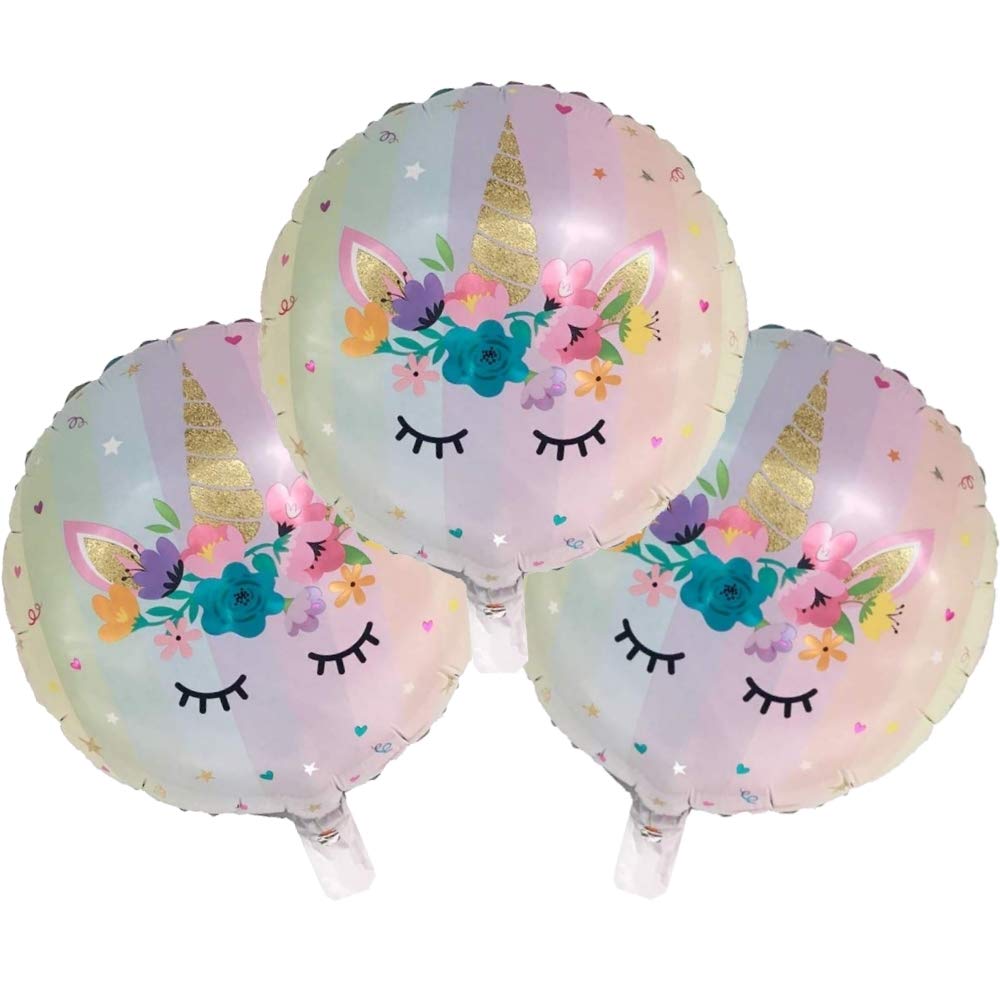 DIWULI, Pack of 3 Unicorn Balloons, Foil Balloons, Balloon Set, Unicorn Foil Balloons for Birthday, Girls Children's Birthday, Wedding, Themed Party, Decoration, Gift Decoration and Unicorn Fans