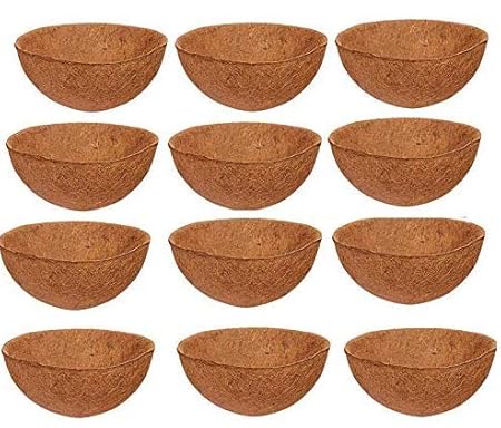 COIRGARDEN-Coco Fiber Liner - Gardening POTS - Flower Box Liners - Coir Hanging POTS 10 INCH - 12 Pieces