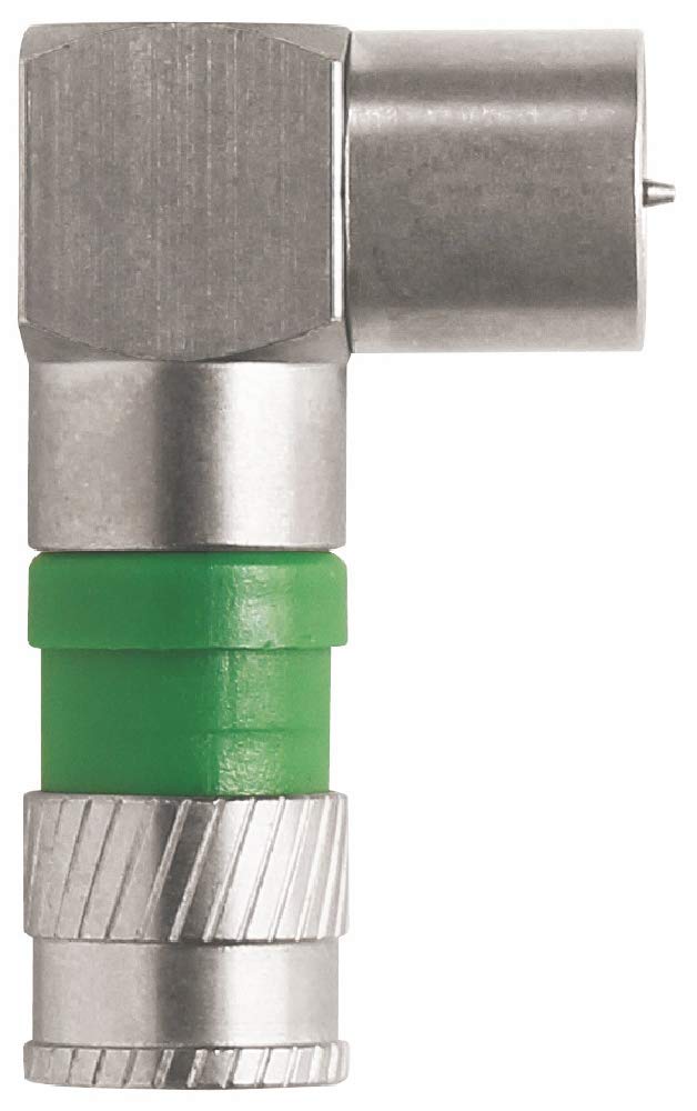 Axing CFS 100-48 Quickfix angled Compression F Connector for Coaxial Cables with Dielectric Diameter 4.9 mm Pack of 50