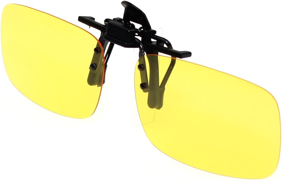 Jaky Clip-on Sunglasses Lightweight Yellow Night Vision Polarized Flip Up Mount Fits over Prescription Eyeglasses(Yellow Small)