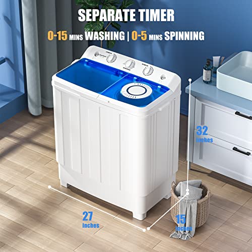 Auertech Portable Washing Machine, 28lbs Twin Tub Washer Mini Compact