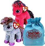 Ty Beanie Boos Ponies Ruby & Cinnamon Gift Set Bundle Includes Bonus Matty's Toy Stop Storage Bag - 2 Pack
