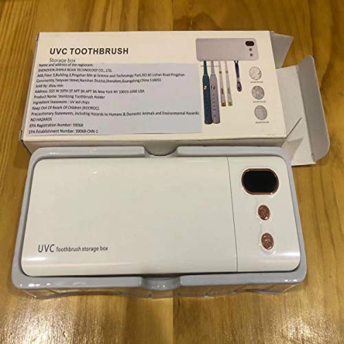 Toothbrush Holder Sanitizer, USB Charging Toothbrush Holder Wall Mounted Bathroom 4pcs Led Chips Toothbrush Box with Led Flashlight, Light Sterilizer for Razor Shaver Toothbrush Holder