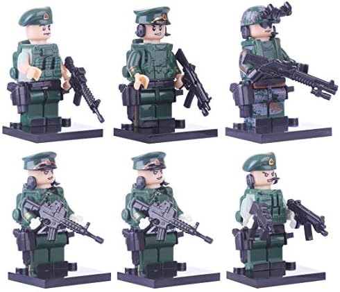 Polai 6Pcs Toy Soldiers SWAT Minifigures Set Military Figures Police Blocks