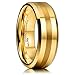 King Will Glory Mens 8mm Matte Brushed Center Tungsten Carbide Ring Yellow Gold Polished Wedding Band