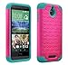 HTC Desire 510 Case, Defender Bling Hybrid Gel Protector Diamond Hybrid Cover (Hot Pink/Teal Skin)