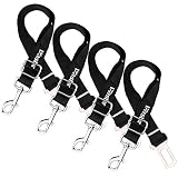 Vastar 4 Packs Adjustable Pet Dog Cat Safety Leads Car Vehicle Seat Belt Pet Harness Seatbelt, Made from Nylon Fabric, Black