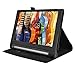 Lenovo Yoga tab 3 10 case, KuGi Multi-Angle Stand Slim-Book PU Leather Cover Case with Hand Strap&Card Holder for Lenovo Yoga tablet 3 10 tablet. (Black)