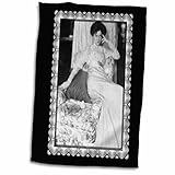 3dRose BLN Vintage Photographs of History and People 1800s - 1900s - Miss Anderson,1908 by Allvin Landson Coburn Photo of a Victorian Era Woman Dressed in White - 12x18 Hand Towel (twl_160839_1)