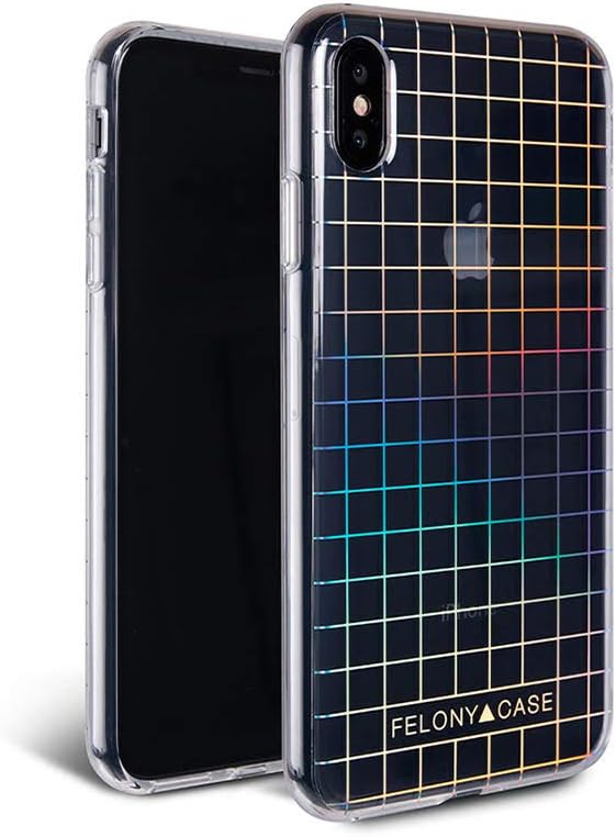 FELONY CASE iPhone XR Case Holographic Grid - 360° Shock-Absorbing Protective Stylish Holographic Grid Case for iPhone XR (Holographic Grid CASE)