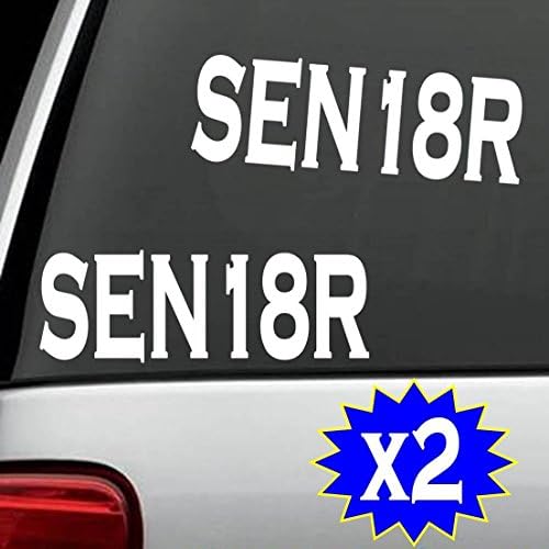 2-Pack Senior Class of 2018 SEN18R High School College Decal Sticker Vinyl Sticker Decal For Car Truck SUV Window Vinyl Sticker