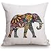 Kingla Home Square Pillowcase Cotton Linen Decorative Throw Pillow Covers 18 X 18 Inch Colorful Cute Elephant Cushion Covers for Sofa