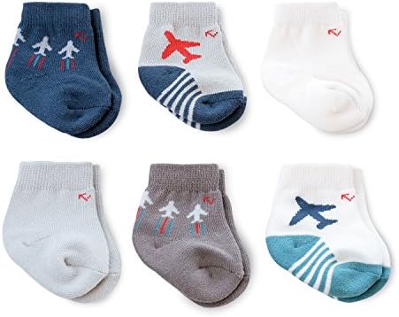 everUP Baby Boys' Stay up Technology Crew Socks (6 Pack), Navy/Grey/White, 12-24 MONTHS