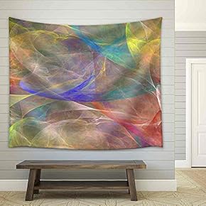 Abstract Shapes Made of Fractal Textures. - Fabric Wall Tapestry Home Decor - 51x60 inches