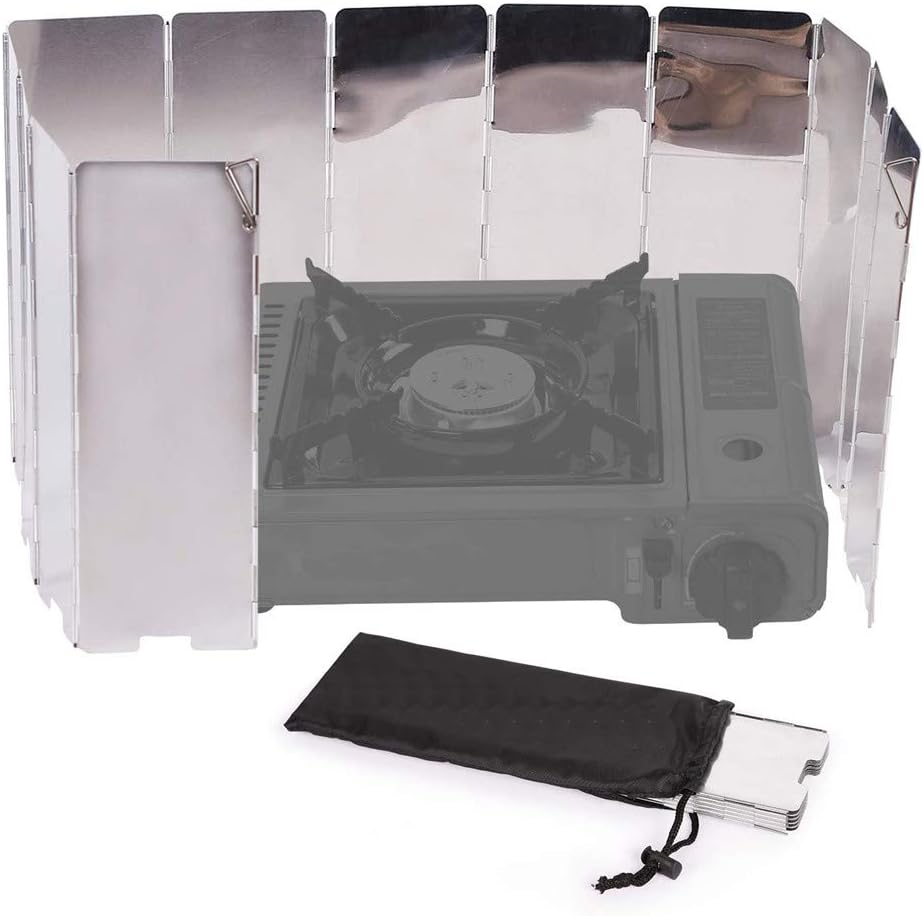 Foldable Stove Screen Windshield 10 Plates, Outdoor Camping Cooker Wind Screen Gas Stove Windshield for BBQ Picnic Camping Equipment Cooker Stove