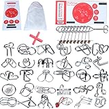 32 Brain Teasers Metal Wire IQ Puzzles,for Adult Children and Student Expanding Mind, Disentanglement Puzzle Unlock Interlock Toys