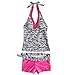iEFiEL Big Girls' Youth 2 Piece Zebra Halter Tankini Swimwear Bathing Suit Pink Size 11-12
