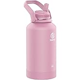 Takeya Actives Water Bottle with Straw Lid - Durable & Easy-Care Water Bottle with Stainless Steel Insulation - BPA-Free Lid with Carry Handle & Straw - Dishwasher-Safe - 64 oz, Pink Lavender