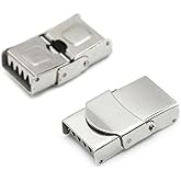 Crimp Jaw Hook Watch Band Clasp - Stainless Steel Fold Over Clasp for Bracelet 1 Piece (Hole Size 12x3.5 mm)