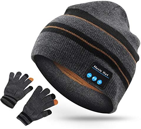 Bluetooth Wireless Music Soft Hat with Gloves Warm Beanie with Stereo Headphone Speaker Wireless Mic Hands-Free Suits for Men Women Fitness Winter Outdoor Sports Christmas Birthday Gift (Suits 2)