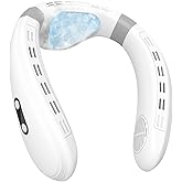 PluvoFan Neck Fan Back-Windy 6000mAh with Cooling Plate Cold Compress Bladeless Portable Thermo-Electric Cooler Rechargeable Holiday Essentials for Women Men Outdoor Camping Gardening Walking(White)