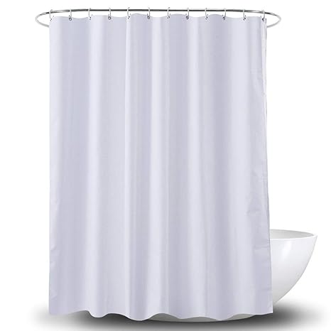 Qtt Shower Curtain Simple White Small Square Polyester Fabric