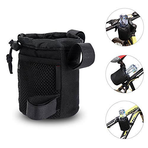 Wheelchair Drink Cup Holder Three Strap Adjustable Stroller Bottle Holder for Rollator Rolling Walker Transport Chairs Stroller Bike Universal Water Black