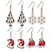 Zhenhui Happy Gold Tone Christmas Tree Earrings Set Colorful Xmas Tree Santa Missing Hat Rhinestone Snowflake Jingle Bells Charm Pack of 4 Pairs