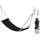 iMissiu Foot Hammock Under Desk Footrest, Adjustable Office Foot Rest Under Desk Hammock, Portable Desk Feet Hammock with Headphones Holder (Black)
