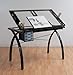 SD STUDIO DESIGNS Futura Crafting, Drafting, Drawing Table with Adjustable Top, Black and Clear Glass,43.25