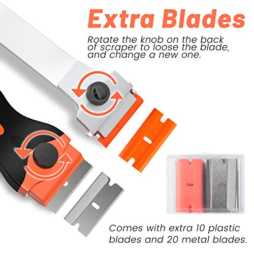 Razor Blade Scraper 2 Pcs Razor Scraper Tool For Removing Label Registration Sticker Tint Grease From Windshield Appliance Glass Extra 20 Metal And 10 Plastic Blades Pricepulse Razor Blade Scraper 2 Pcs Razor Scraper Tool For Removing Label Registration Sticker Tint Grease From Windshield Appliance Glass Extra 20 Metal And 10 Plastic Blades Pricepulse