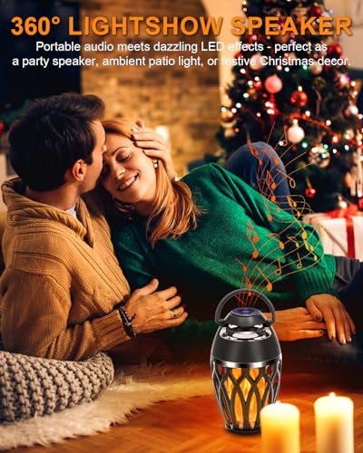 Vanten 2 Packs Outdoor Bluetooth Speakers, Bluetooth 5.0 Led Flame Speaker, IPX5 Waterproof Flame Torch Atmosphere Speaker, Flame Lamp, Gifts for Men Women, Decorations for Party Garden Patio