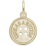 Gold Plated Cute As A Button Charm, Charms for