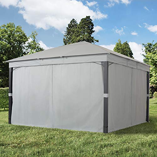 TOOLPORT Gartenpavillon 4x4 m ALU Premium ca. 220g/m² Dachplane wasserdicht Pavillon 4 Seitenteile Gartenzelt hellgrau ca. 9x9cm Profil – Bild 3